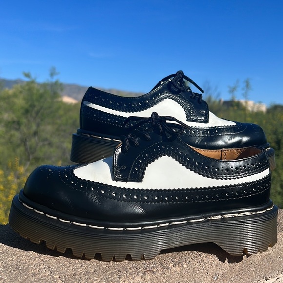 🏴󠁧󠁢󠁥󠁮󠁧󠁿 Dr. Martens MIE Vintage Tuxedo Platform Wingtips / Oxfords UK 3 - Picture 15 of 16